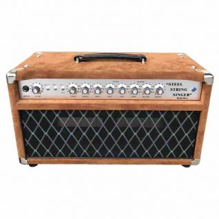 Custom Deluxe Point to Point Dumble Tone Clone Steel String Singer SSS Guitar Amplifier Head 50W with Brown Tolex Vox Grill Cloth