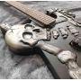 Skull Carving Body 6 Strings Electric Guitar in Matte Black Color