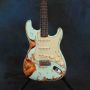 Alder Body Rosewood Fingerboard Relic Aged Strat Electric Guitar in Blue