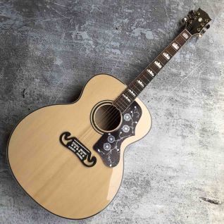 Custom AAA Solid Sitka Spruce Flamed Maple Back Side Jumbo J200s Acoustic Guitar