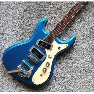 Custom Mosrite Ventures Model E-Guitar Blue Big B500 Tremolo Bridge Chinese Handmade Guitar