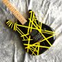 Classic Black Yellow Irregular Stripes Vibrato System Silver Hardware Electric Guitar