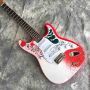 Custom Electric Guitar with Red White and Flower Body Silver Hardware