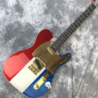 Custom Premium New Electric Guitar with Multicolor Flag Gold Hardware
