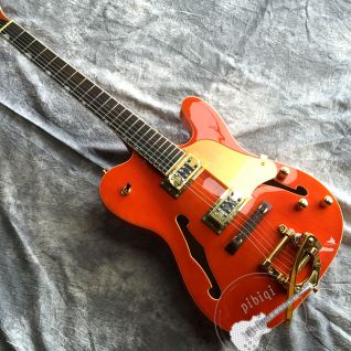 Custom Hollow Body New Jazz Electric Guitar in Orange Color