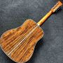 Custom 12 Strings Solid KOA Wood Top Guitar Ebony Fingerboard Real Abalone Shell Binding and Inlay Acoustic Electric Guitar