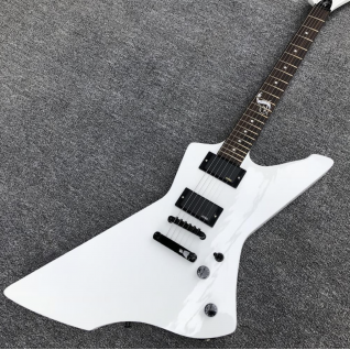 White Color ES 6 Strings Electric Guitar Goose Shape Solid Mahogany Wood Explore Electric Guitar with Balck hardware