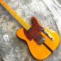 Tiger Flamed Rosewood Fingerboard Mahogany Body Tele Electric Guitar in Yellow with White Hardcase