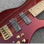 Custom Metallic Red Butterfly 5 Strings Ash Wood Neck Through Body 9V Active Pickups Bass Guitar 
