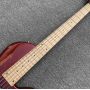 Custom Metallic Red Butterfly 5 Strings Ash Wood Neck Through Body 9V Active Pickups Bass Guitar 