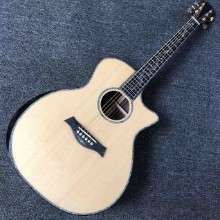 Ebony Fingerboard 41 Inch Acoustic Electric Guitar with Arm Rest Real Abalone Aaaa Solid Spruce Top Cutaway Acoustic Guitar