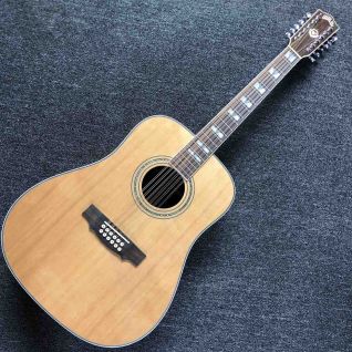 Custom 41 Inch D Body 12 Strings Solid Cedar Top Vintage F512 Rosewood Back Side Acoustic Electric Guitar