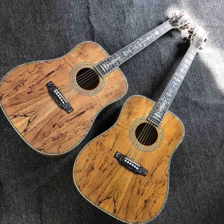 2020 New Custom 41 Inch 45D Model 6 Strings ROTTEN Wood Acoustic Guitar with Ebony Fingerboard Real Abalone Shell Binding