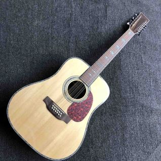 Custom Grand Solid Spruce Top 12 Strings Rosewood Back Side 45 D Style Body Acoustic Electric Guitar
