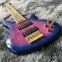 Custom 6 String Electric Bass Guitar with EMSs Pickup in Purple Gold Hardware