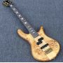Custom 4 strings Tree Burl Top Neck Through Body Active 43 Inch High Gloss Natural Color Electric Bass Guitar Accept 5 Strings
