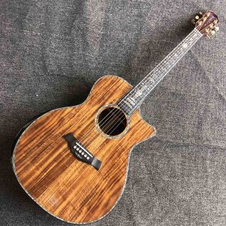 Custom PS14 All Solid KOA Wood Real Abalone Binding Ebony Fingerboard Acoustic Guitar Solid Rosewood Back Side Cutaway KOA Guitar