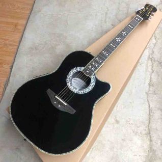 Custom Grand Solid Spruce Top Tortoise Plate 12 Strings Acoustic Guitar with Belcat Pickup