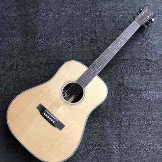 Custom All Solid Wood Fishbone Binding Double EQ Preamp Acoustic Guitar