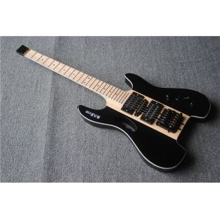 Custom Neck Through Body Headless Electric Guitar with Black Hardware