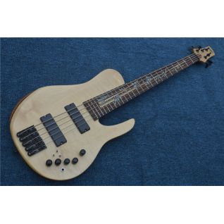 Custom 5 Strings Neck Through Electric Bass Guitar with Black Metal Hardware