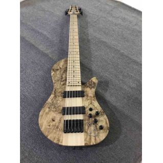 Custom Neck through Body Bass 6 Strings Electric Guitar Bass with Maple Body Black Hardware