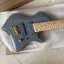 Custom 8 Strings Iban Fanned Frets Electric Guitar in Gray with Gold Hardware