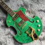 2023 Custom Grand Gretcs Semi-Hollow Electric Guitar in Green Accept Customizable Logo and Shape
