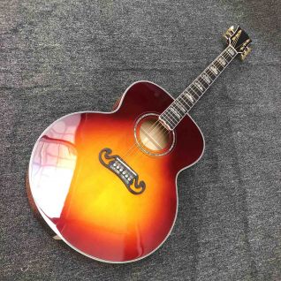 Custom J200S 43 Inch Jumbo Acoustic Guitar Flamed Maple Back Side in Sunburst Color
