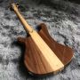 Custom 4 Strings Walnut Wood Neck Through Body Electric Bass with Silver Knobs Five Star Abalone Inlay