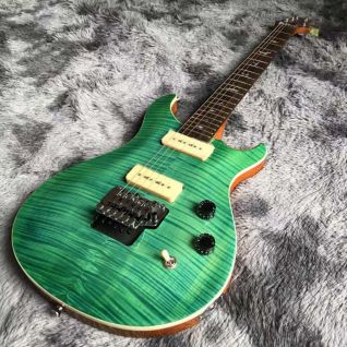 Custom Flamed Maple Top Abalone Inlays Rosewood Fingerboard P90 Pickup Solid Mahogany Electric Guitar