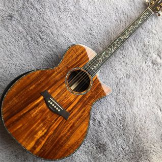 Custom 2023 New Solid Koa Top Acoustic Guitar with Ebony Fingerboard Sandalwood Back And Sides Abalone Binding