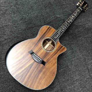 Custom 41 Inch Matte Solid KOA Top Acoustic Guitar with Abalone Ebony Fingerboard ArmRest KOA Wood Guitar