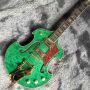 2021 New Grand Special Irregular Body Shape Semi-Hollow Flamed Maple Top Electric Guitar in Green