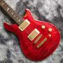 Custom Grand Flamed Maple Top Electric Guitar in Red with Gold Tuner Bridge 