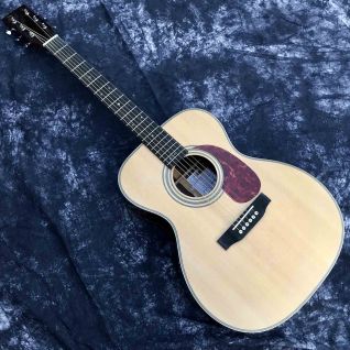 Custom Solid Sikta Spruce Top Rosewood Back Side OM Abalone Acoustic Guitar Herringbone Binding
