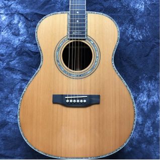 Custom Ebony Fingerboard Signature Solid Cedar Top OM Style Acoustic Guitar Classic Guitar Headstock