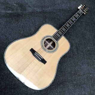 Custom All Abalone Binding Ebony Fingerboard D Shape Acoustic Guitar