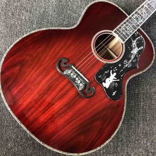 ​Custom AAAA Jumbo 43 Inch Solid KOA Wood Acoustic Guitar Abalone Binding with Customized Logo on Headstock is OK