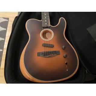 Custom Acoustasonic Tele Sunburst Electric Guitar Polyester Satin Matte Finish with Deep C Neck and Chrome hardware