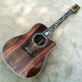 Cutaway All Koa Wood Top D Type 45K Acoustic Guitar with Abalone Inlays Ebony Fingerboard
