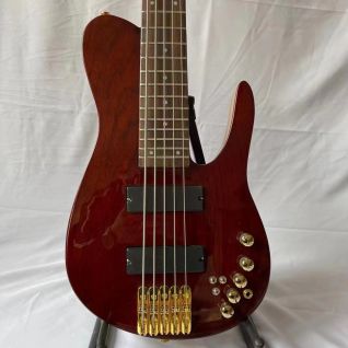 Custom Grand Neck Through Body Maple with Elm 5 Strings Bass Guitar Gold Hardware