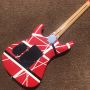 Custom 5150 Striped Series Red/Black/White Floyd Locking Tremol Eddie Van Halen Style Electric Guitar