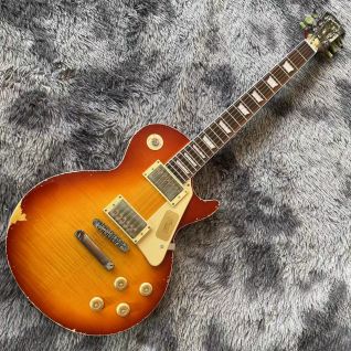 Custom Grand G-LP Relic Finishing Style Electric Guitar Cherryburst Optional Color Accept OEM