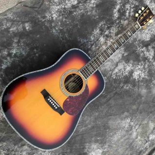 Custom Dreadnought Body Shape 41 Inch Acoustic Electric Guitar in Sunburst Rosewood Fingerboard Solid Spruce Top 