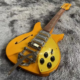Custom Ricken Style F Hole Electric Guitar in Yellow Color Hand Made Instruments