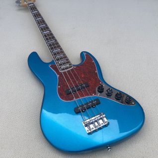 Custom 4 Strings Jazz Bass Electric Guitar with Pickup P90 in Green Light Vibrato Bridge 