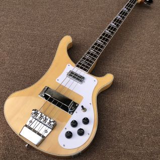 Custom 4 Strings Electric Guitar Bass with Wood Color Paint Korean Accessories Neck Through Body