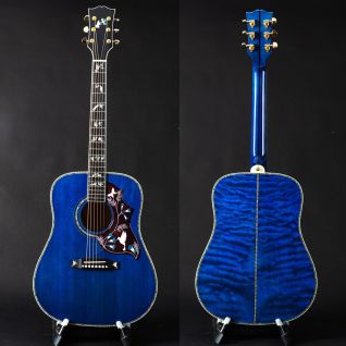 Custom Solid Spruce Wood 41 Inch Quilted Maple Deluxe Acoustic Guitar in Blue