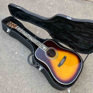 Custom Vintage Abalone Binding Inlay Deluxe D Body Shape Acoustic Electric Guitar in Sunburst